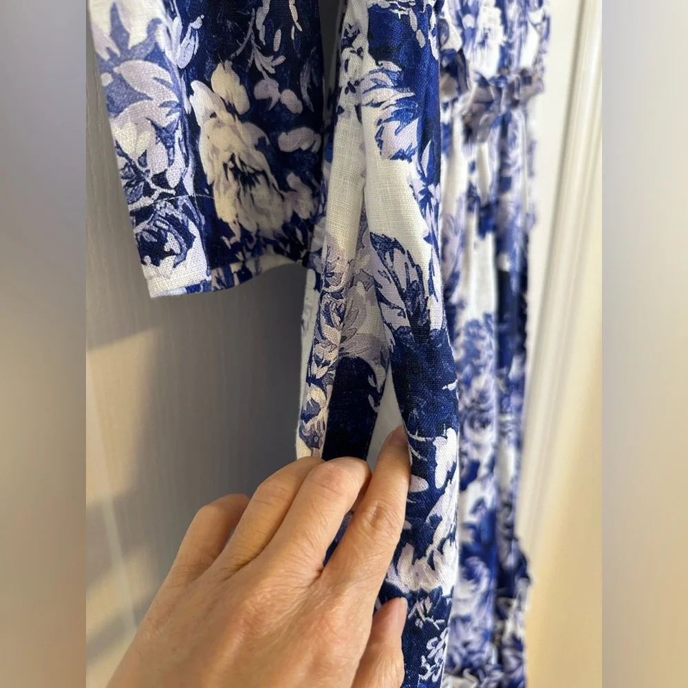 Cara Cara Blue Hill square neck midi dress in shade Nordic Fields Blue - Picture 8 of 9